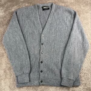 Vtg Pine State Gray Orlon Acrylic V-Neck Cardigan Sweater Size L Grandpa Preppy